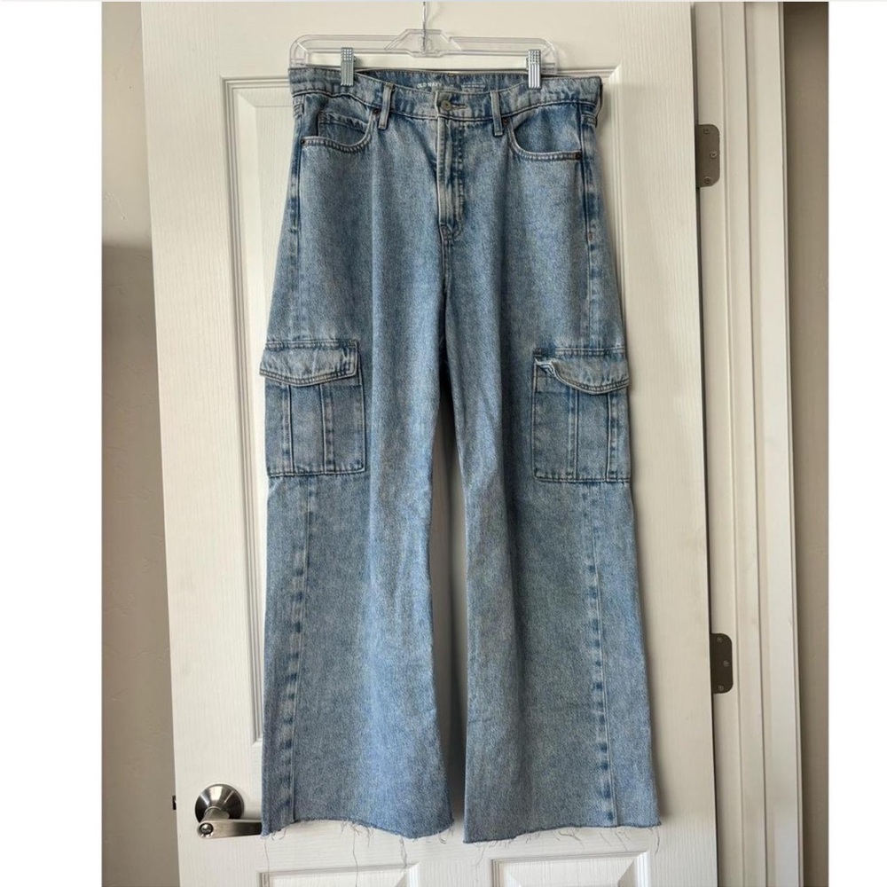 Women's Light Blue Cargo Jeans